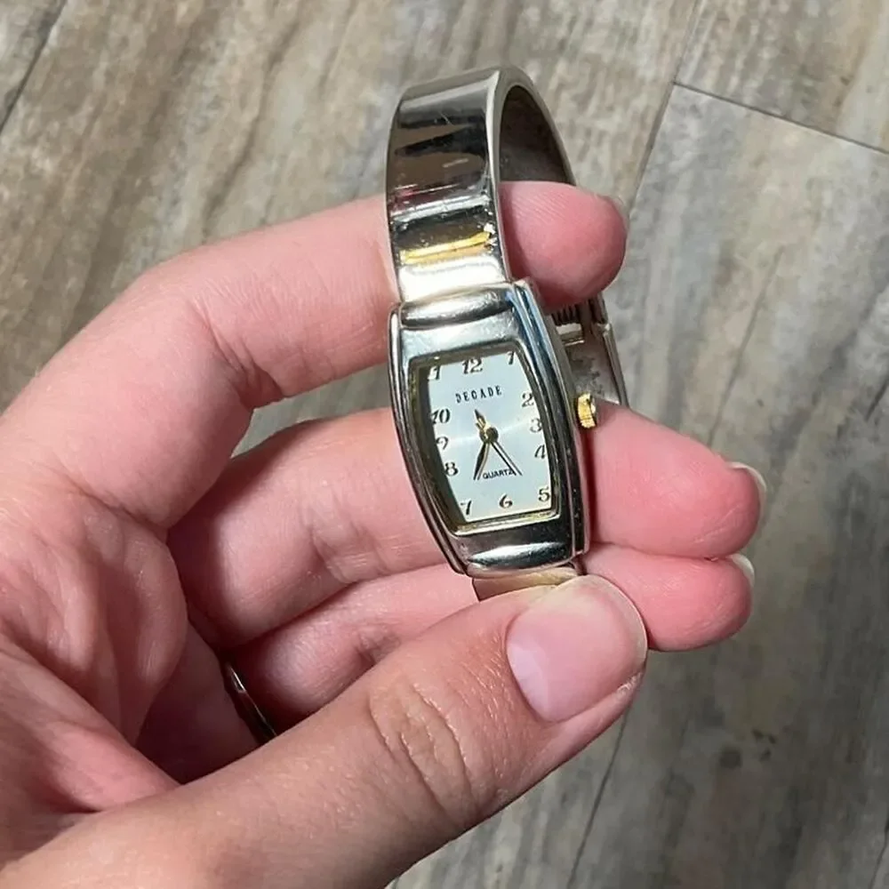 Decade Wrist Watch Vintage Women's Silver and Gold Mother of Pearl